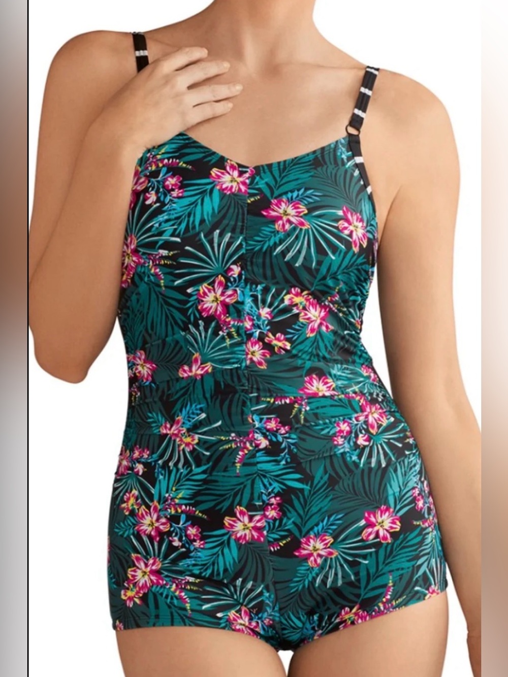 Amoena Mexico Jungle One-Piece Mastectomy Swimsuit Size 14B Resortwear Beach